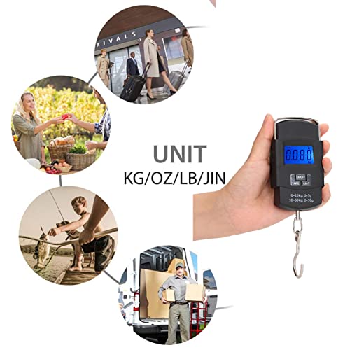 Joyzan Digital Fish Scale, Hanging Weighing Scale Multi Units Kg Oz Lb Jin | Luggage Backlit LCD Pocket 110lb Portable Hook Measuring Tape Electronic Balance Men Home Outdoor Farm Gifts Hunting