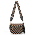 Checkered Crossbody Bum Bags for Women Nylon Checkered Purse Checkerboard Fanny Pack - color: F03-khaki