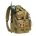BASSDASH Convertible Fishing Backpack Sling Bag with Rod Holder, Adjustable Tactical Water-Resistant Tackle Storage Pack FP07 - color: Brown Khaki, size: Standard