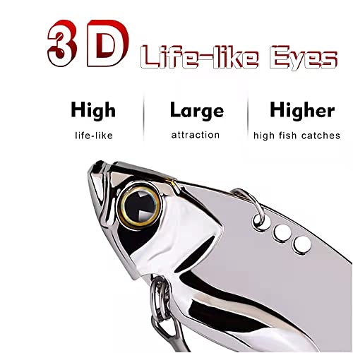 5 Pack Metal Blade Baits for Bass Fishing Lures Hard Metal VIB Fishing Spoons Crankbaits Swimbaits for Trout Walleye Crappie Saltwater Blade Bait Fishing - color: Silver Blade Baits_5pcs/box