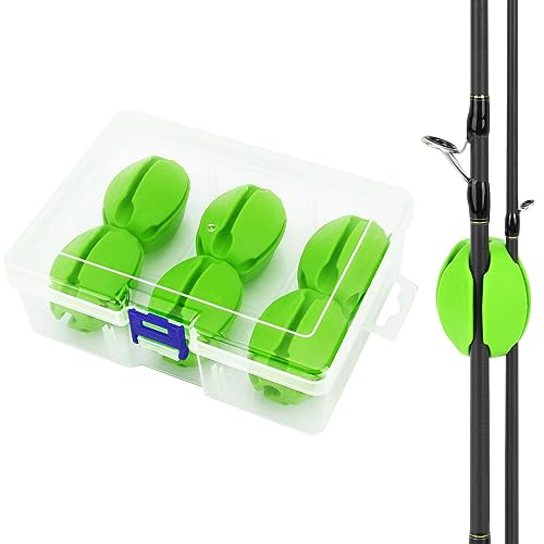 SANLIKE 6Pcs Elastic Rubber Fishing Rod Holder Fixed Balls Pole Protector | High stretch construction, multi-aperture fit, anti-slip rod fixation, lightweight portable outdoor fishing accessory - style: Green-6PCS