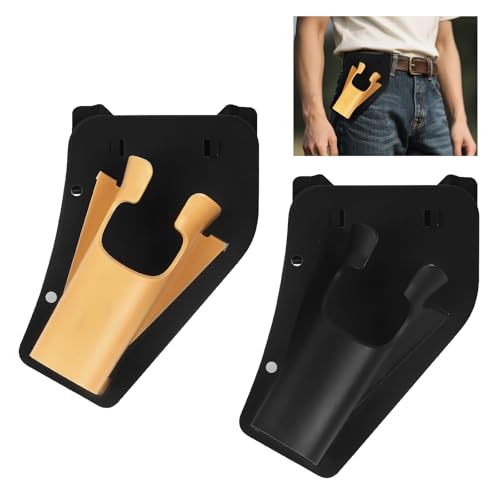 Slide-in Fishing Rod Hip Holster: 2pcs Hands-Free Waist Rod Holder Pole Gear with Stash Pocket for Fly & Bank Fishing - color: Black