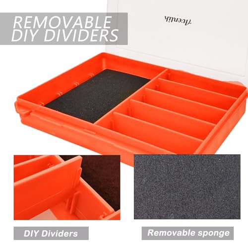 Aventik Fishing Tackle Box Slit Foam Case Jig Box Head Hooks Spinners Spoons Storage Tackle Tray (Orange-3502lure box) - style: Orange-3502lure box(2)