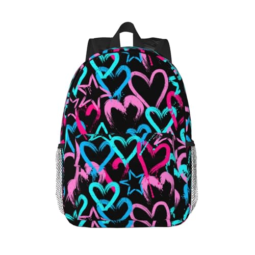 Colorful Love Heart Cool Backpack For Teenage Girls And Boys Cute Kids Backpacks Children School Bag - color: Colorful Love Heart Cool
