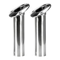 2 Pack Fishing Rod Holders for Boat, 316 Stainless Steel, 3 Angles (15°/30°/90°) Flush Mount, Heavy Duty Saltwater Corrosion Resistant with Thickened Nylon Nesting & Stopper Pin - style: 30 Degree