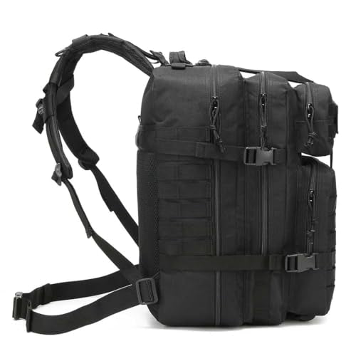 Tactical Backpack for Men, 45L Military Gym Backpacks, Large 3-Day Assault Pack Bug Out Bag MOLLE Daypack for Rucking Fishing Camping (Red) - color: Red