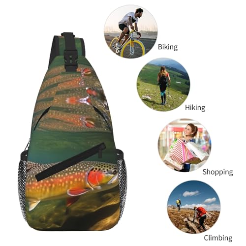 Brook Trout Fly Fishing Sling Bag For Women Men Travel Hiking Backpack Crossbody Shoulder Chest Bags Casual Daypack