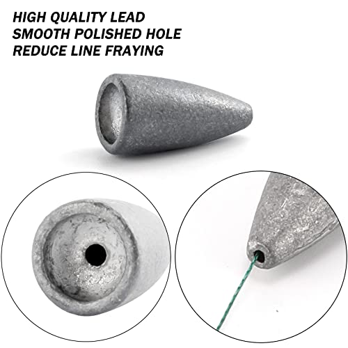 Dr.Fish 50 Pack Bullet Fishing Sinkers Worm Weights Lead Fishing Weights Bass Fishing Sinker Freshwater Texas Carolina Rig Punch Shot - size: 2oz-30 Pack