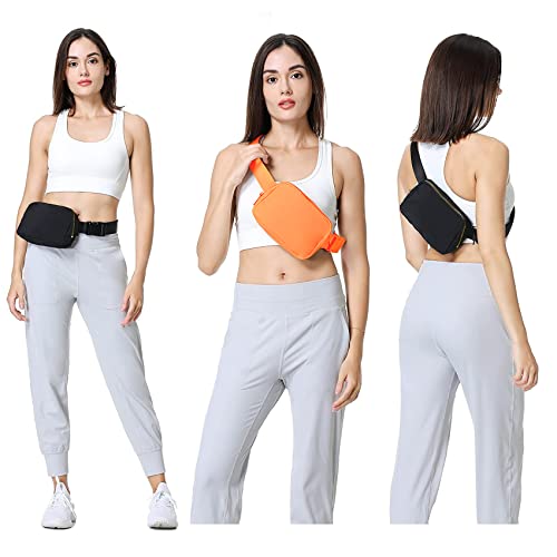 VOROLO Fanny Pack For Women And Men Crossbody Bag Belt Bag | Adjustable Strap Graduation Gifts Lightweight Travel Running - color: Black+Orange-1