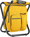 Kikerike Backpack Stool Cooler Chair Heavy Duty 300 LBS Max Load Portable Lightweight Stool Backpack Folding Fishing Cooler Seat for Camping Hunting Fishing - Yellow - color: Yellow