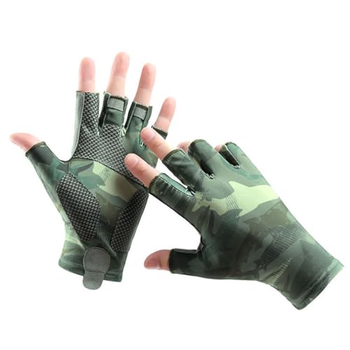 Sun Gloves UPF 50+ Fishing Gloves, Fingerless Sun Protection UV Protection Fishing Gloves Men/Women for Kayaking, Hiking, Paddling, Driving - color: green, size: Medium
