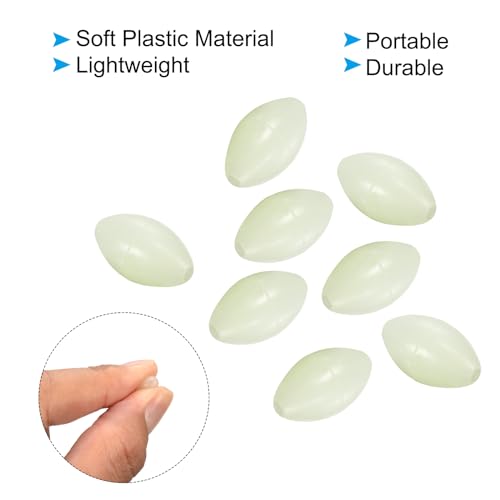 PATIKIL Glow Fishing Beads Soft Plastic Oval Rubber Luminous Fishing Bait Eggs Rig Bead Tackle Lures Accessories with Storage Box - color: White, size: 10x7mm