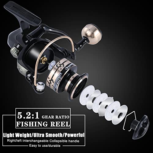 Sougayilang Fishing Pole with Spinning Reel Portable Fishing Rod Reel Combos - size: 2.4M Rod with 3000 Reel, style: Full Kits With Bag