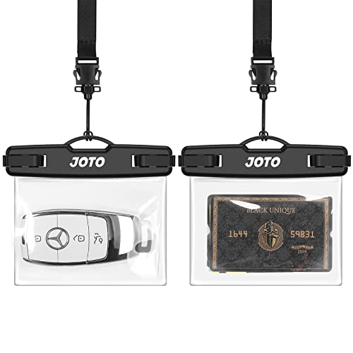 JOTO 2 Pack Waterproof Car Key FOB Case with Lanyard for Swimming Surfing, Small Waterproof Wallet Dry Bag for Money Credit ID Card Cash Coins -Black - color: Black