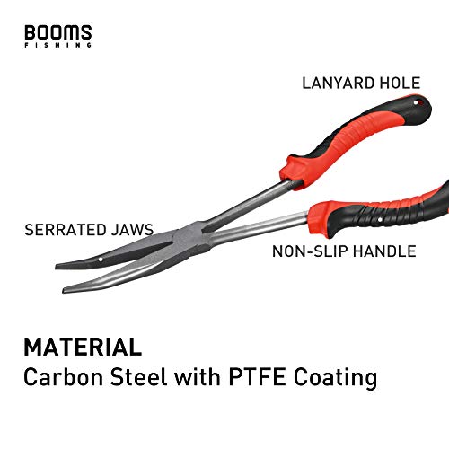 Booms Fishing F05 Hook Remover Long Nose Fishing Pliers 11 Inches PTFE Plated - color: 11" Carbon Steel, Red