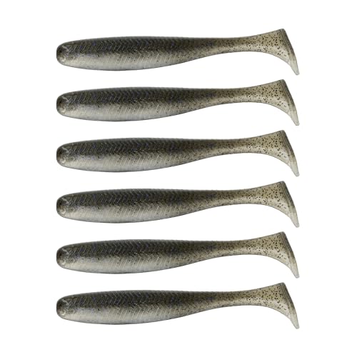 6th Sense – Divine Swimbait Soft Paddle Tail Swimbait Bass Fishing Lure, Made in USA - color: Electric Minnow, size: 3.8in (6/pk)