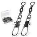 AMYSPORTS Fishing Tackle Barrel Swivel Snap High Strength Snap Swivel Saltwater Stainless Steel Fishing Barrel Snaps Interlock Snaps Freshwater Leader Lure Connnector Accessories - size: Size1 (72lb) 50 pcs