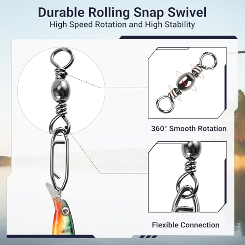 QISHUO High Strength Fishing Swivels Stainless Clips Steel Snap Swivels Barrel Connector Saltwater Swivel Fishing Rolling Black Nickel - size: Size 2/0+L (88lb) 25 pcs