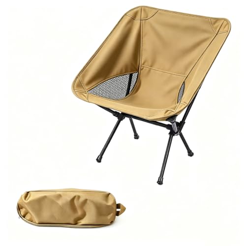 Wind Tour Portable Camping Chair Lightweight Foldable Outdoor Chair for Hiking Camp Backpacking Lawn Beach Fishing Picnic with Carry Bag (Khaki) - color: Khaki