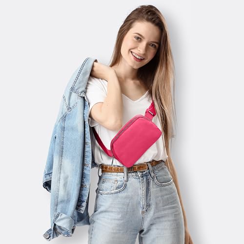 JSJ Mini Fanny Pack for Women & Men,Valentines Day Gifts for Girls Teens Kids Daughter Sister Her,Trendy Stuff Crossbody Bags Cute Everywhere Belt Bags.(Pink Glow) - color: Pink Glow