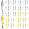 Fishing Lures Fishing Spoons, 5pcs/25pcs/30pcs/50pcs Trout Lures Bass Lures Hard Metal Spinner Baits for Salmon Bass Trout - color: Gold and Silver-50pcs