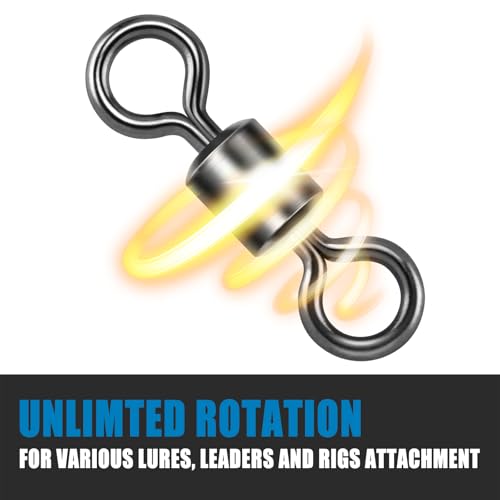 Dr.Fish Barrel Fishing Swivels, Available from #12-#12/0, Stainless Swivels Fishing Tackle Saltwater, Freshwater, Leader/Line/Lure Connector - size: #7(0.43")-49LB-50 Pack