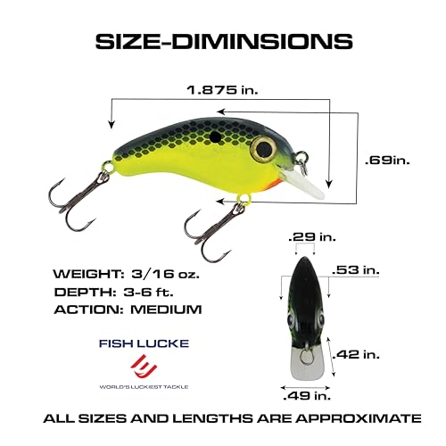 Luck E Strike Crappie Magic Crankbait (2 Inch Crappie Lure) Made in The USA - color: Black Chartreuse