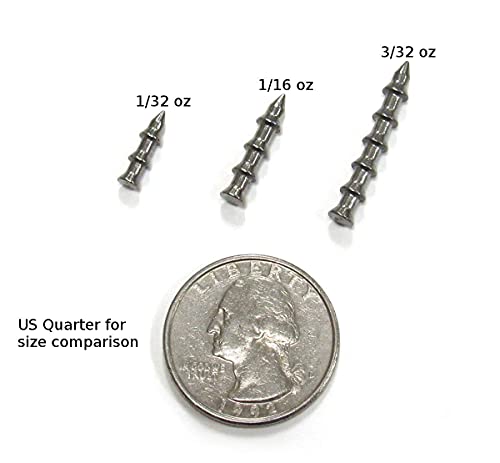 (10 Pack) - Harmony Fishing Company Tungsten Nail Weights [Select Size] (Lead-Free/No Lead Nail Weights for Neko/Wacky Rig Fishing) (Natural, 1/32oz) - size: 1/32oz