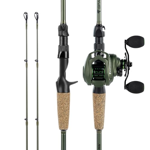 KastKing Spartacus II Twin-Tip Fishing Rod and Reel Combo, Spinning & Casting Combo, Fishing Poles and Reels Combo, KastFlex IM6 Graphite Blanks, 2-Piece Rods with Extra Tip - style: Cast-6'8'' Mh- Right Handed (2 Pcs+ Extra Tip)