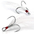 FishTrip Feathered Treble Hooks Fishing, 15Pcs Dressed Treble Hook Size 10 8 6 4 2 for Fishing Spoons Spinner Crankbait Jerkbait - size: 4#_15pcs