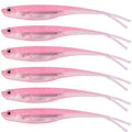 Dr.Fish Soft Plastic Baits, Fork Tail Soft Jerkbait Minnow Lures, 3 to 4-3/4 Inches Soft Swimbaits Jerk Shad Baits Crappie Bass Fishing Lures - color: Pink, size: 4"-5 Pack