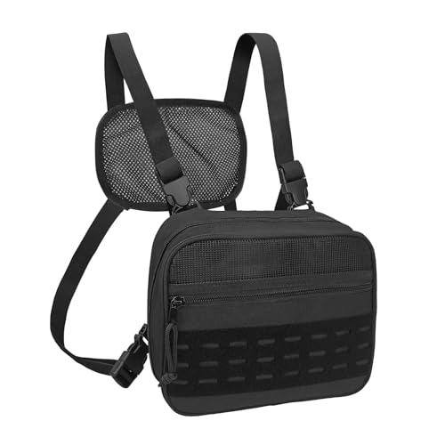 SUNRISING Tactical Chest Rig Bag Modular Tool Bag Tactical Molle Management Bag Detachable Magazine Pouches Plate with Strap Large Capacity Men's Chest Bag for Hunting Running Fly Fishing