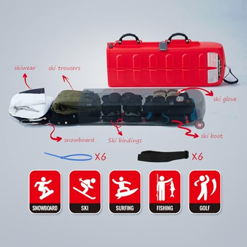 XCMAN Ski Case for Air Travel Hard Storage Portable Cart Case Suitable for Snowboards,Fishing Rods, Water skis,Spearfishing - size: 124L