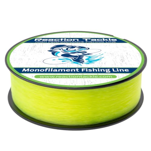 Reaction Tackle Monofilament Fishing Line - Premium Nylon Mono Line, Strong & Abrasion-Resistant, Low Memory for Smooth Long Casts - Freshwater & Saltwater - color: Yellow, size: 15lb (1200 Yards)