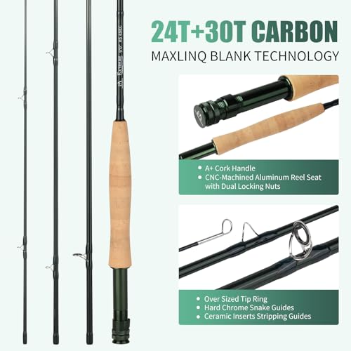 M MAXIMUMCATCH Maxcatch Extreme Fly Fishing Combo Kit 3/5/6/8 Weight, Starter Fly Rod and Reel Outfit, with a Protective Travel Case - color: 4wt 8‘6“ 4pc Rod,3/4 Reel