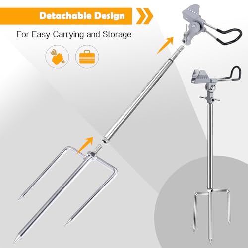 Fishing Rod Holders, Fishing Pole Holders for Ground, Multifunctional Stainless Steel Beach Fishing Rod Holder Fishing Gifts for Men(2 Pack ) - color: Silver