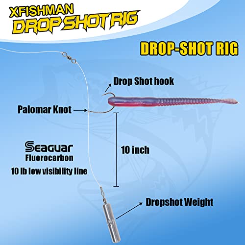 Drop Shot Rigs for Bass Fishing Ready Rig with Hooks and Sinker Weights - color: Hook Size 2-Weight 1/4 oz-Qty 5