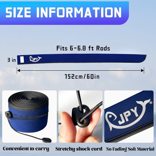 JPY 2 Pcs 3in Wdith Neoprene Fishing Rod Sleeve Protective Rod Covers for Fishing Poles Hook-Resistant Rod Storage Case Fits Spinning Casting Trolling Rods - size: Blue x 1 - 60 IN