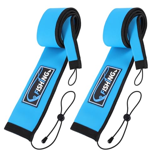 2Pcs Neoprene Fishing Rod Sleeve for Casting, Trolling, Spinning Rods – Lightproof & Puncture Resistant Rod Cover - color: Blue, size: 65" - 2Pcs