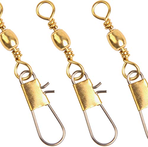 Barrel Snap Swivels Fishing Tackles, 100pcs Fishing Swivels Safty Snaps Accessories, Stainless Steel Fishing Leader Line Lure Connector for Saltwater Freshwater - color: Golden, size: 100pcs-#8 (31LB)
