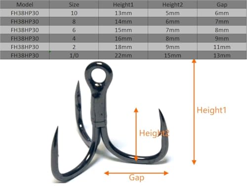 Fishing Hooks Treble Hooks for Hook Upgrade Cutting Blade 4X Strong Short Shank Black Nickle - size: 10