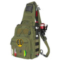 Fishing Backpack Small Fishing Tackle Storage Bag with 3 Methods of Carrying Large Capacity Sling Backpack for Outdoor Hiking Travel Hunting (Army Green) - color: Army Green