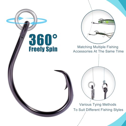9KM DWLIFE Circle Hooks 4X 25Pcs Strong Corrosion-Resistant High-Carbon Steel Fishing Hooks with Ring for Catfish, Bass Saltwater Circle Hooks - size: 1/0#