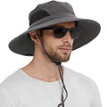 Wide Brim Sun Bucket Hat, Waterproof Boonie Hat for Men & Women | UPF 50+ UV Protection, Adjustable Fit, Chin Strap & Sweatband, Foldable Durable for Fishing Hiking Garden Beach - color: 01 Dark Grey