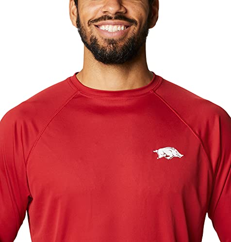 Columbia Men's Collegiate Terminal Tackle Long Sleeve Shirt - color: Ark - Red Velvet/White, size: 1X Tall