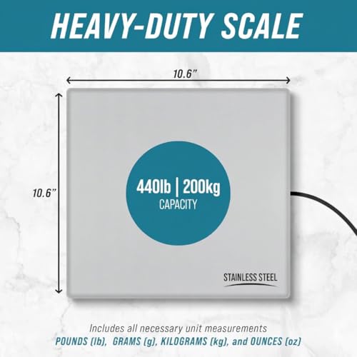 Smart Weigh Digital Postal Shipping Scale, Heavy Duty, 440 lb Capacity, 6 oz Readability, Hold & Tare Function, Stainless Steel Platform
