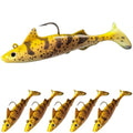 Pristis 6 pcs Sharkita Jig Head Soft Fishing Lures, Plastic Pre-Rigged Paddle Tail Shark Shad Swimbaits, Durable Sinking Worm Bait Set Gear Kit for Saltwater Freshwater Bass Crappie Walleye Trout - color: Galapagos Bullhead Shark