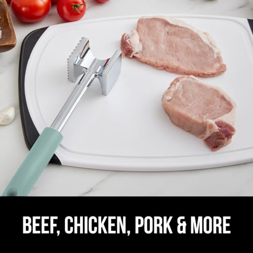 GORILLA GRIP BPA-Free Patented Dual-Sided Meat Tenderizer Tool, Soft Comfortable Handle with Hanging Hole, Heavy Duty Kitchen Mallet for Steak Beef Fish, Chicken Cutlet Pounder, Dishwasher Safe, Mint - color: Mint