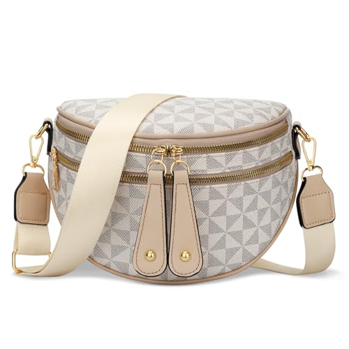 KKXIU Crossbody Sling Bag for Women Trendy Fanny Pack Vegan Leather Chest Bag | Trendy - color: 1-beige