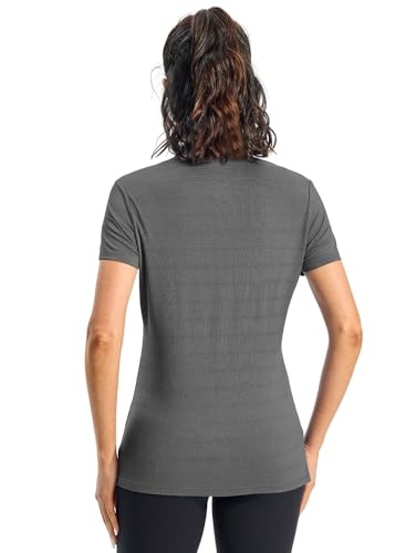 Rdruko Women's Hiking Shirts Short Sleeve UPF 50+ Sun Protection Lightweight Dry Fit Outdoor Travel Fishing Shirts - color: Dary Gray, size: X-Large